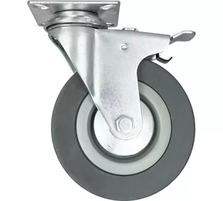 Аппаратное поворотное колесо с тормозом HITCH 50*18 резина серая SCgb25 (SZ084836) купить в Челябинске