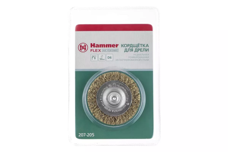 Кордщетка HAMMER плоская 50мм для дрели гофрированная латунированная сталь (207-205) купить в Челябинске