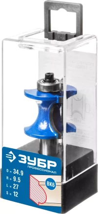 ЗУБР 34.9 x 29 мм, радиус 9.5 мм, фреза полустержневая с подшипником, Профессионал (28722-34.9) купить в Челябинске