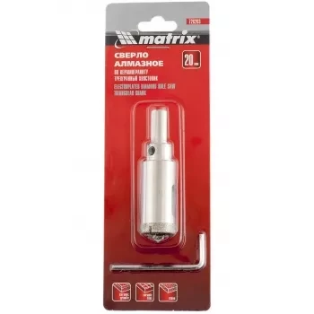 Сверло алмазное по керамограниту 20 х 67 мм 3-гранный хвостовик MATRIX 726203 купить в Челябинске