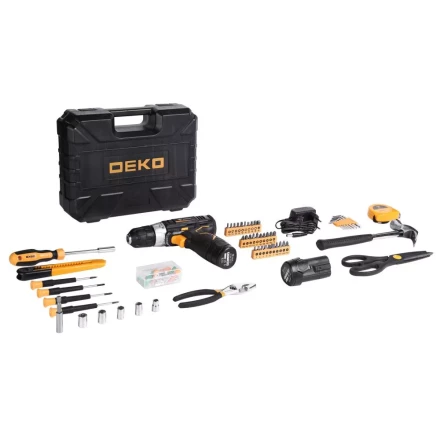 Дрель аккумуляторная DEKO GCD12DU3, 063-4133 + набор 104 инструмента купить в Челябинске