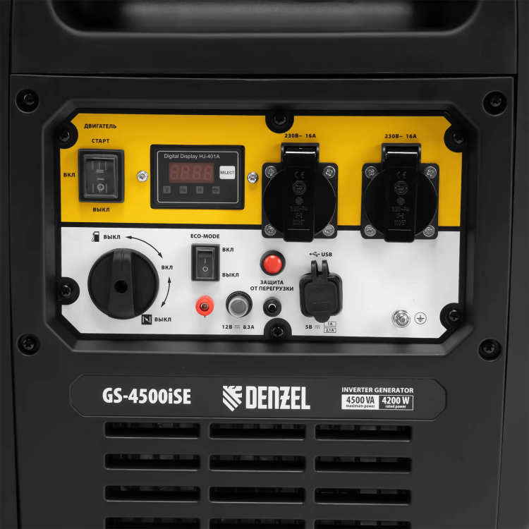 Генератор инверторный GS-4500iSE, 4,5 кВт, 230 В, закрытый корпус,электростартер// Denzel 94714 купить в Челябинске