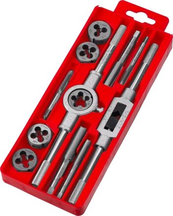 Набор ЗУБР &quot;МАСТЕР&quot; с металлореж. Инстр., метчики однопроходные и плашки М6-М12, оснастка - в пластиковом боксе, 12пред. 28121-H12 купить в Челябинске