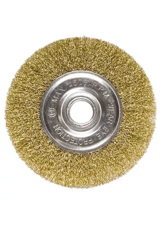 Щетка для УШМ, 200 мм, посадка 22,2 мм, плоская, латунированная витая проволока MATRIX 74668 купить в Челябинске