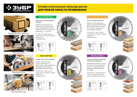 Диск пильный ЗУБР &quot;ПРОФИ&quot; &quot;Быстрый рез&quot; по дереву, 24Т, 255х30мм 36850-255-30-24 купить в Челябинске