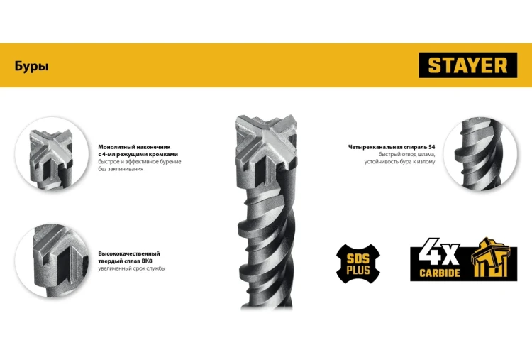STAYER HERCULES-4Х 6x160 мм, SDS-plus бур (29290-160-06) купить в Челябинске