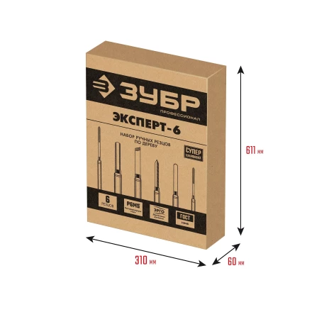 ЗУБР Эксперт-6, 6 предм., набор ручных резцов по дереву, Профессионал (18370) купить в Челябинске