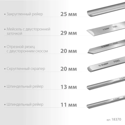 ЗУБР Эксперт-6, 6 предм., набор ручных резцов по дереву, Профессионал (18370) купить в Челябинске