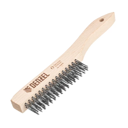 Щетка зачистная 3-х рядная, прямая проволока из нержавеющей стали с деревянной ручкой, EFP// Denzel 74843 купить в Челябинске