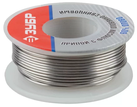 Припой ЗУБР оловянно-свинцовый, 60% Sn / 40% Pb, 100гр 55420-100 купить в Челябинске