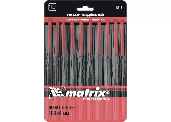 Набор надфилей 160 х 4мм 10 шт обрезиненные рукоятки MATRIX 15818 купить в Челябинске