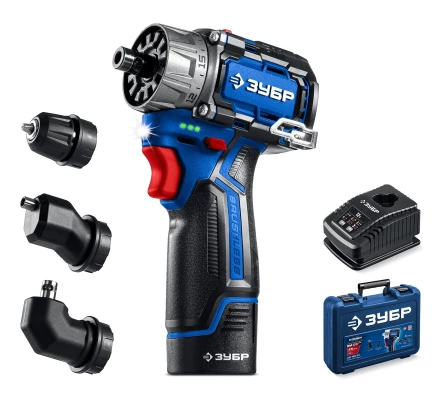 ЗУБР КОМБИ #2, 12 В, 45 Н·м, 1 АКБ тип Т7 (2 А·ч), модульная дрель-шуруповерт, BRUSHLESS, кейс, Профессионал (DB-125-21) купить в Челябинске