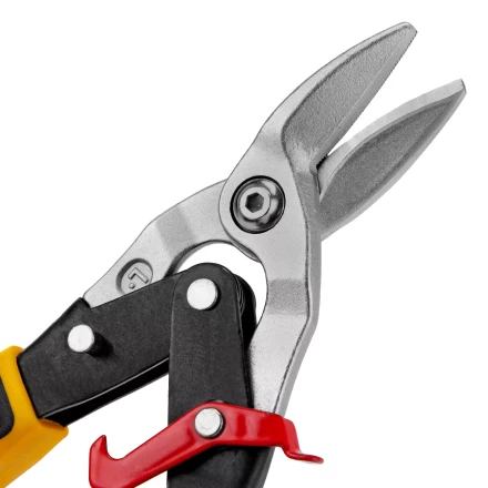 Ножницы по металлу Denzel, 270 мм, прямой и левый рез, сталь-СrMo, трехкомпонентные рукоятки, 78372 купить в Челябинске