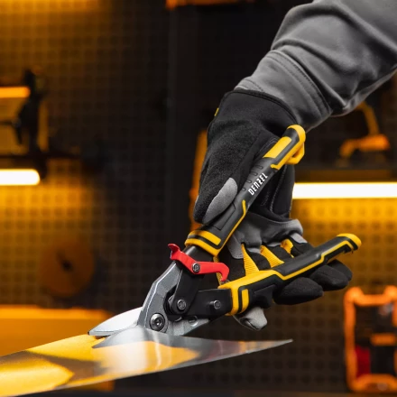 Ножницы по металлу Denzel, 270 мм, прямой и левый рез, сталь-СrMo, трехкомпонентные рукоятки, 78372 купить в Челябинске