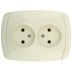 Розетка СВЕТОЗАР &quot;CITY LIGHT&quot; двойная в сборе, без заземления, цвет бежевый, 16А/~250В SV-54202-B купить в Челябинске