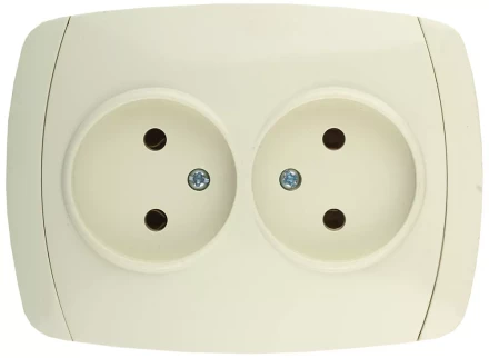 Розетка СВЕТОЗАР &quot;CITY LIGHT&quot; двойная в сборе, без заземления, цвет бежевый, 16А/~250В SV-54202-B купить в Челябинске