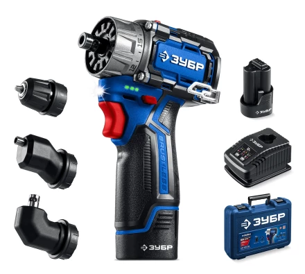 ЗУБР КОМБИ #3, 12 В, 45 Н·м, 2 АКБ тип Т7 (2 А·ч), модульная дрель-шуруповерт, BRUSHLESS, кейс, Профессионал (DB-125-22) купить в Челябинске
