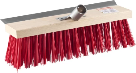 Щетка GRINDA &quot;EURO&quot; уличная без ручки, с мет скребком, буковая колодка, жесткая щетина, мет держатель для черенка, 30см 39195-30 купить в Челябинске
