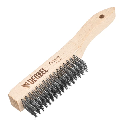Щетка зачистная 5-и рядная, прямая проволока из нержавеющей стали с деревянной ручкой, EFP// Denzel 74845 купить в Челябинске