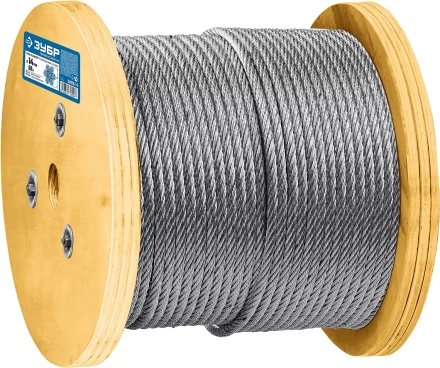 ЗУБР DIN 3060, свивка 6 х 19 + IWR, 14 мм, L 50 м, грузоподъемный стальной трос, Профессионал (30415-14) купить в Челябинске