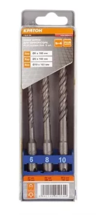 Набор буров  SDS-plus S4 3 штуки   Кратон 1 02 01 004 купить в Челябинске