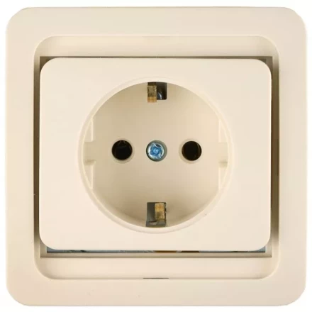Розетка СВЕТОЗАР &quot;ГАММА&quot; одинарная, с заземлением, цвет бежевый, 16А/~250В SV-54105-B купить в Челябинске