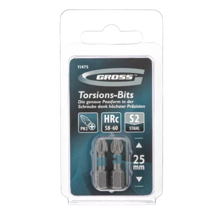 Набор бит торсионных PH2x25 мм для ударных шуруповертов 2 шт. Gross 11475 купить в Челябинске
