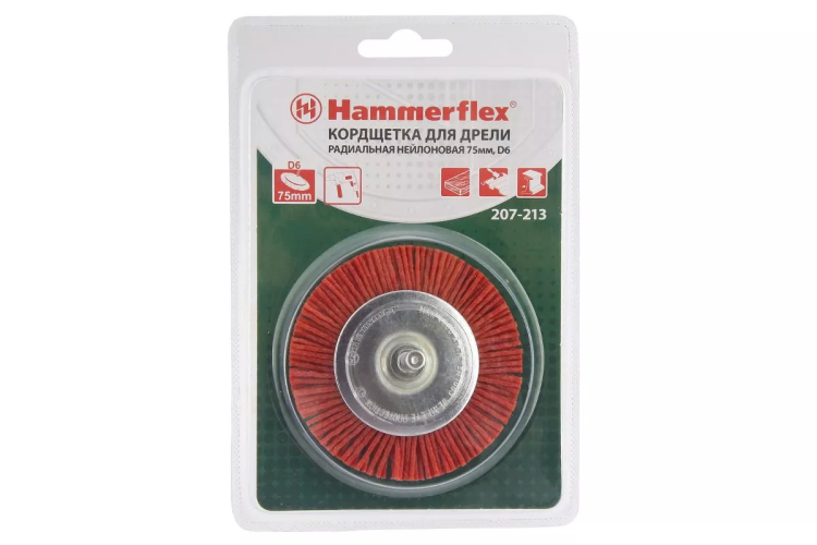 Кордщетка HAMMER плоская 75мм для дрели нейлон (207-213) купить в Челябинске