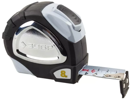 Рулетка ЗУБР &quot;ЭКСПЕРТ&quot; &quot;ПРЕМИУМ&quot;, двухкомпонентный корпус, автостоп, полотно с нейлоновым напылением, 8 м / 25 мм 34050-08-25_z01 купить в Челябинске