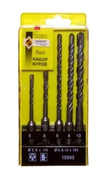 Набор буров SDS+ 5;6х110 мм 6;8;10х160 мм 5 штук пластиковый футляр Энкор 10995