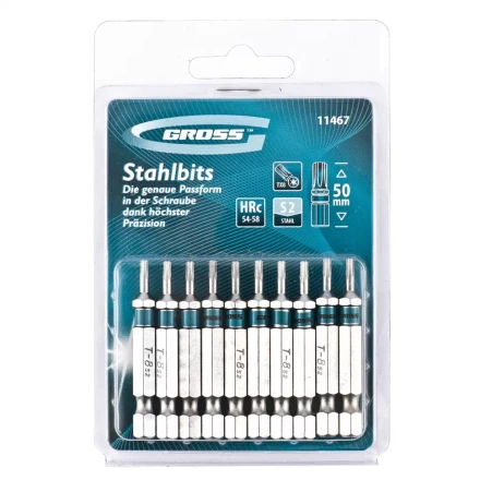 Набор бит TORX 8х50 сталь S2 10 шт GROSS 11467 купить в Челябинске