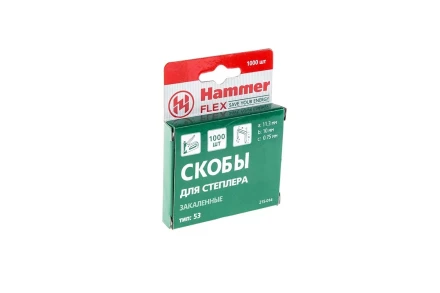 Скобы для степлера HAMMER 215-014  10мм, тип 53, 1000 шт. купить в Челябинске