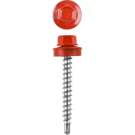 Саморезы ЗУБР &quot;ПРОФЕССИОНАЛ&quot; окраш., RAL 3003 рубин.-красн., для крепл. кров. матер. к дерев. обреш., 4.8x70мм, 160шт 4-300315-48-070-3003 купить в Челябинске