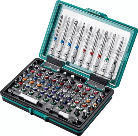 Набор бит и адаптеров KRAFTOOL C-Drive многофункциональный, Cr-Mo сталь, в ударопрочном компактном боксе. Цветная маркировка типов шлицов 26067-H71 купить в Челябинске