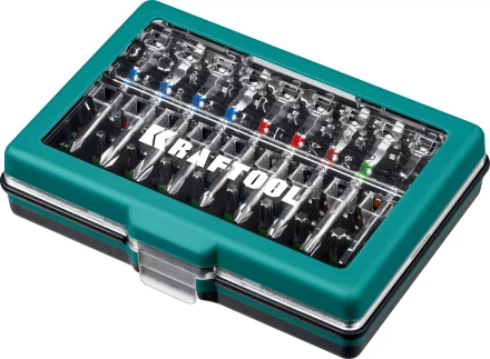 Набор бит и адаптеров KRAFTOOL C-Drive многофункциональный, Cr-Mo сталь, в ударопрочном компактном боксе. Цветная маркировка типов шлицов 26067-H71 купить в Челябинске
