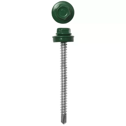 Саморезы ЗУБР окраш., RAL 6002 зелен. лист, для крепл. кров. матер. к дерев. обреш., 4.8x80мм, 700шт 4-300310-48-080-6002 купить в Челябинске