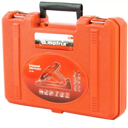 Клеевой пистолет 11 мм подставка кейс 20 160 Вт 16 г/мин регулятор 150-200° Matrix 93015 купить в Челябинске