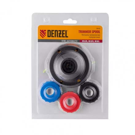 Катушка триммерная полуавтомат шестигранник HEX х 15/6, болт М6 правый, М8 правый, М8 левый Denzel 96365 купить в Челябинске