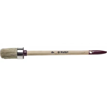 Кисть круглая ЗУБР &quot;УНИВЕРСАЛ - МАСТЕР&quot;, светлая щетина, деревянная ручка, №4, 25мм 01501-25 купить в Челябинске