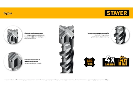 STAYER HERCULES-4Х 5x160 мм, SDS-plus бур купить в Челябинске