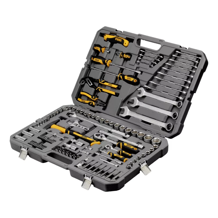 Набор инструментов Denzel 15804, 1/2", 1/4", CrV, S2, пластиковый кейс, 122 предмета купить в Челябинске