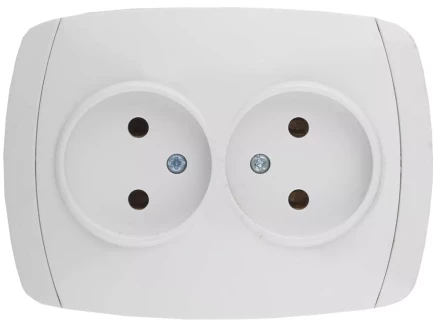 Розетка СВЕТОЗАР &quot;CITY LIGHT&quot; двойная в сборе, без заземления, цвет белый, 16А/~250В SV-54202-W купить в Челябинске