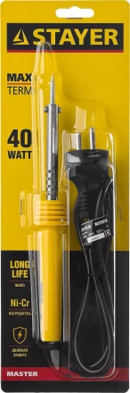 Паяльник STAYER &quot;MASTER&quot; с пластмассовой рукояткой и долговечным жалом, 40 Вт, конус 55305-40 купить в Челябинске