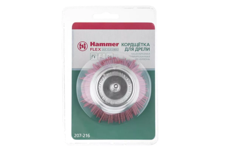 Кордщетка HAMMER чаша 75мм для дрели нейлон (207-216) купить в Челябинске