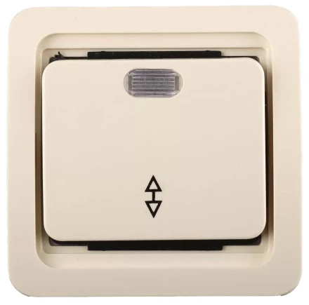 Выключатель СВЕТОЗАР &quot;ГАММА&quot; проходной одноклавишный, с подсветкой, цвет бежевый, 10А/~250В SV-54138-B купить в Челябинске