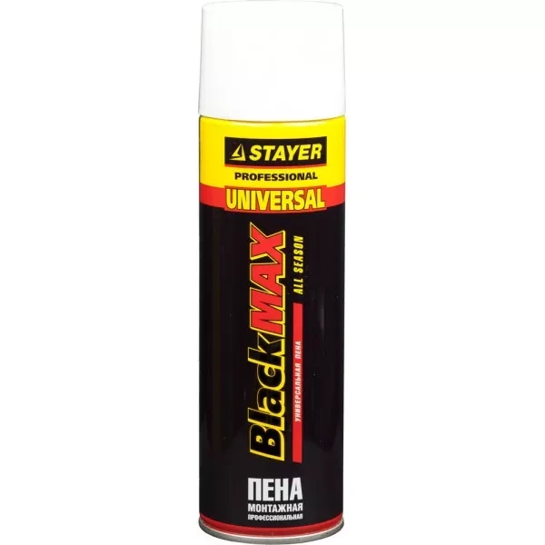 Пена "BlackMAX" монтажная, адаптерная, всесезонная, 500мл, STAYER 41130 купить в Челябинске