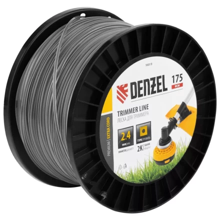 Леска для триммера двухкомпонентная квадрат, 2,4мм х 175м, на DIN катушке EXTRA CORD// Denzel 96818 купить в Челябинске