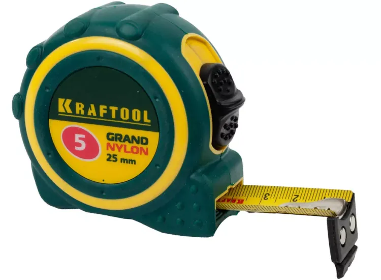 Рулетка KRAFTOOL "GRAND", двухкомпонентный корпус, двусторонняя шкала, нейлоновое покрытие, 5мх25мм 3412-05_z01 купить в Челябинске