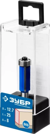 ЗУБР 12.7 x 25 мм, хвостовик 8 мм, фреза кромочная с нижним подшипником, Профессионал (28727-12.7-25) купить в Челябинске