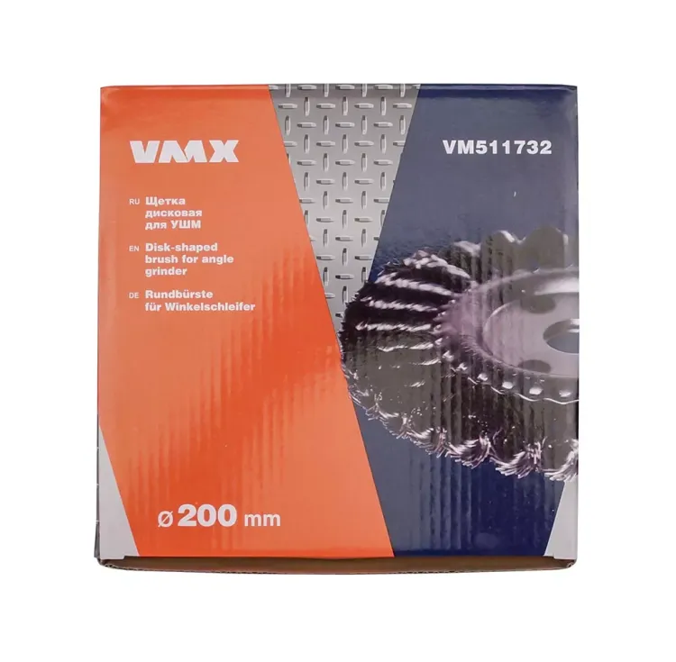 Щетка для УШМ ф22,2/200 мм дисковая сталь витая VMX 511732 купить в Челябинске